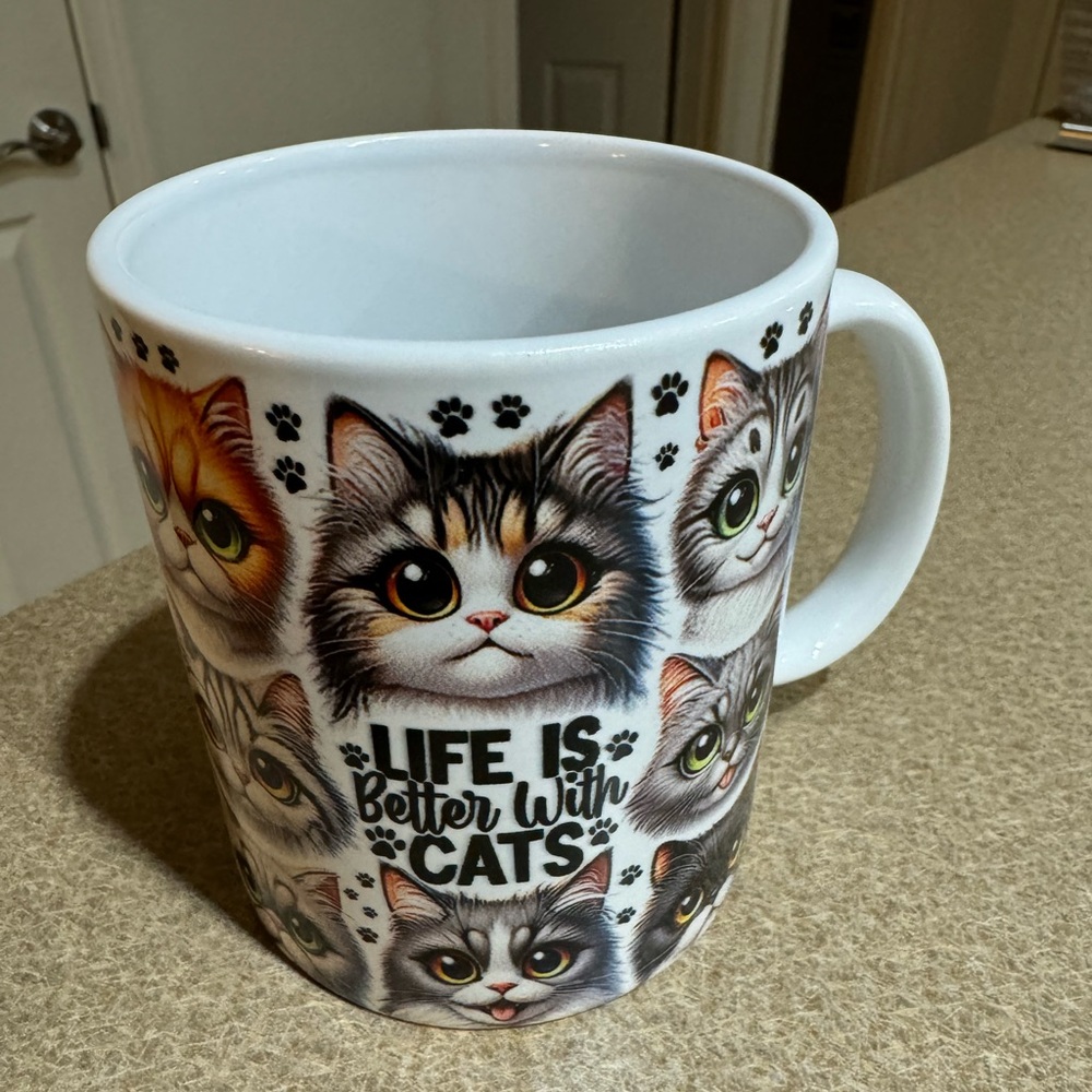 “Life Is Better With Cats” ceramic mug